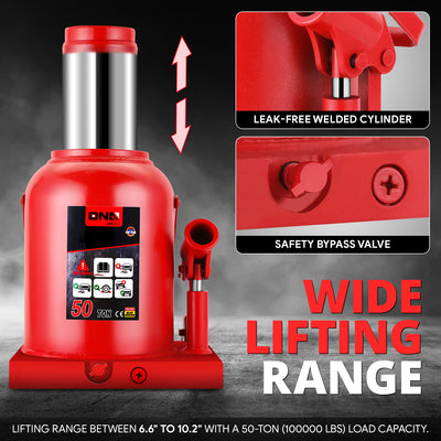 50 tons Lifting Welded Bottle Jack w/ Manual handle
