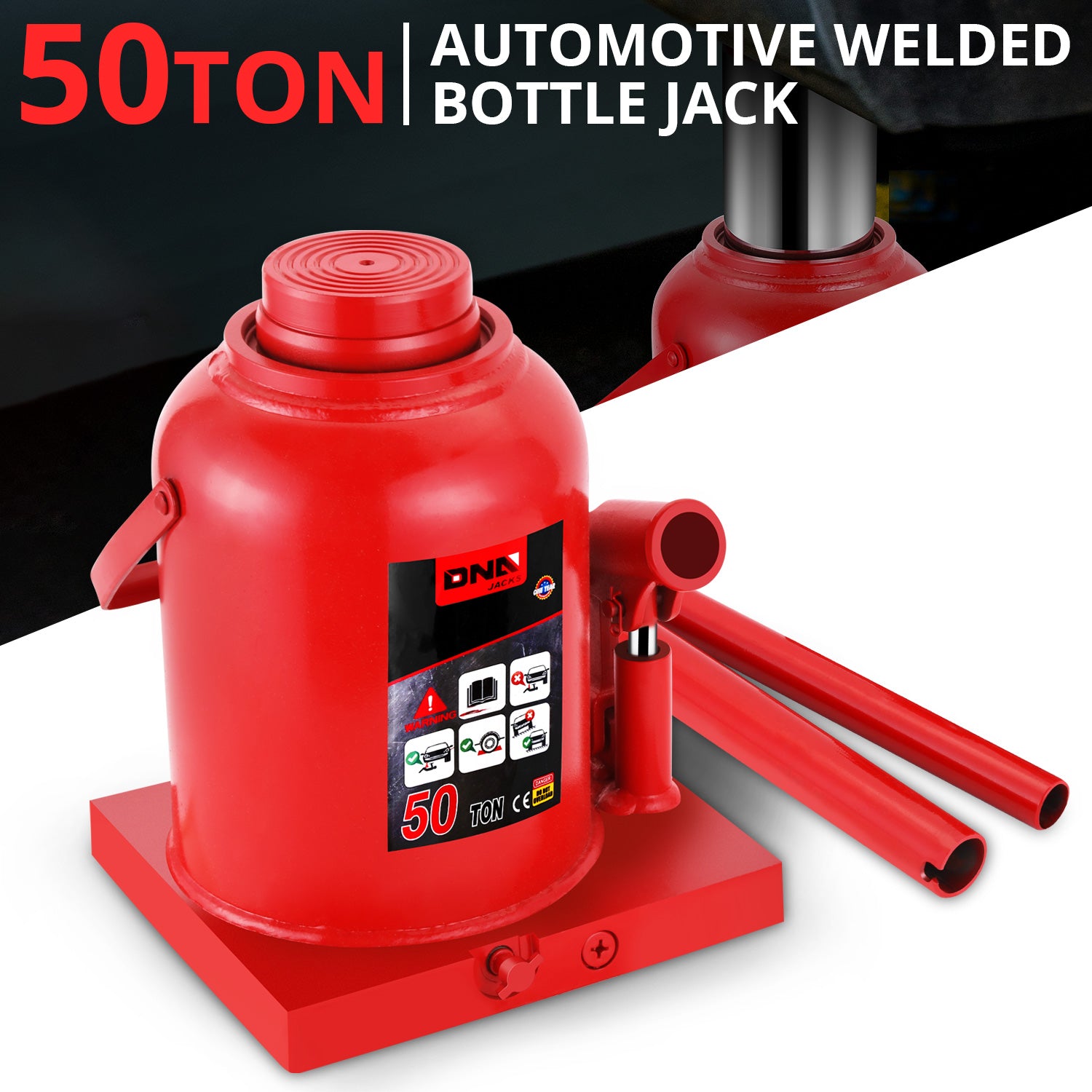 50 tons Lifting Welded Bottle Jack w/ Manual handle