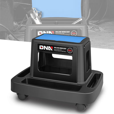 Under-Seat Storage Mobile Plastic Tool Seat <br>Size: 18.7L x 14.1W x 13 in. H