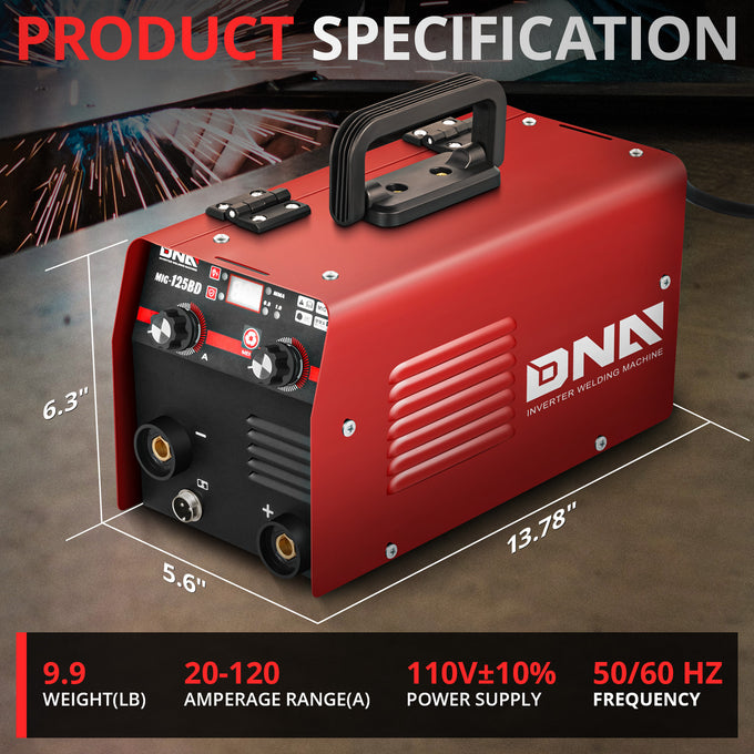 2-IN-1 110V TIG/MMA/MIG Portable Welding Machine <br> 5.6 in. x 13.78 in. x 6.3 in.