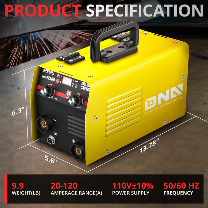 2-IN-1 110V TIG/MMA/MIG Portable Welding Machine <br> 5.6 in. x 13.78 in. x 6.3 in.