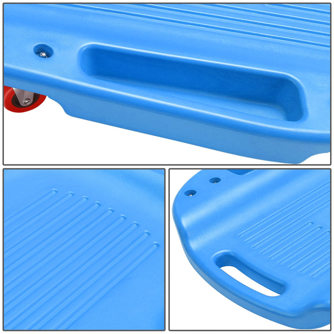 38 in. Low Profile Plastic Rolling Floor Creeper<br> w/Side Pockets & 6pcs Casters