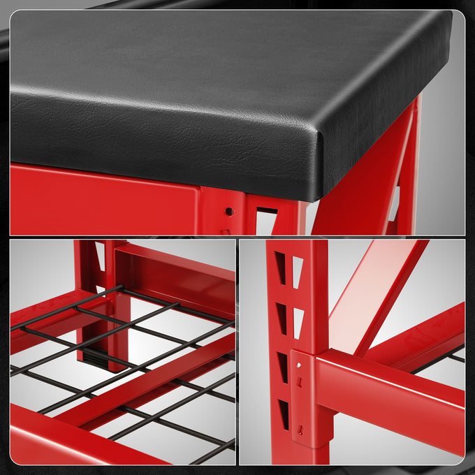 Heavy Duty Steel Flip Up Seat Garage Bench<br>Overall Dimensions 17.7 in. D x 40.5 in. W x 20.5 in. H
