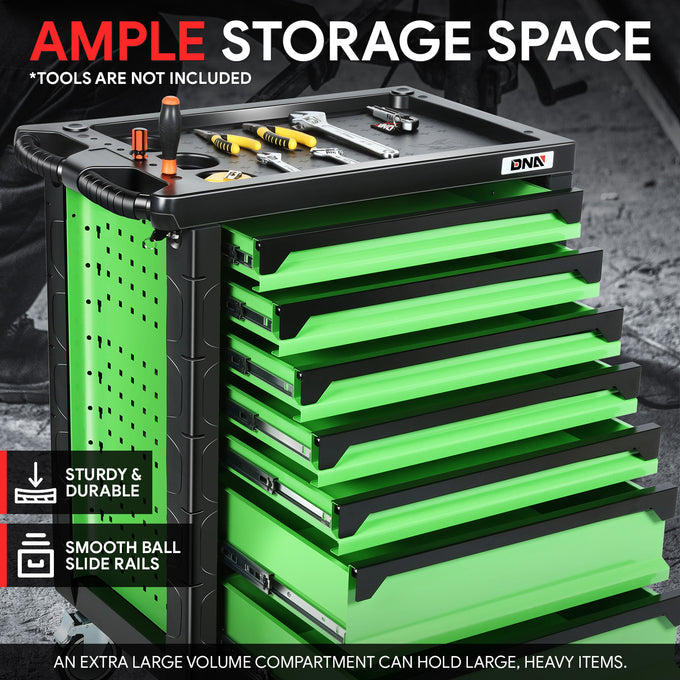 7-Drawer Plastic Top Rolling Tool Trolley Chest Lockable Storage Cabinet