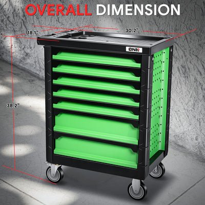 7-Drawer Plastic Top Rolling Tool Trolley Chest Lockable Storage Cabinet