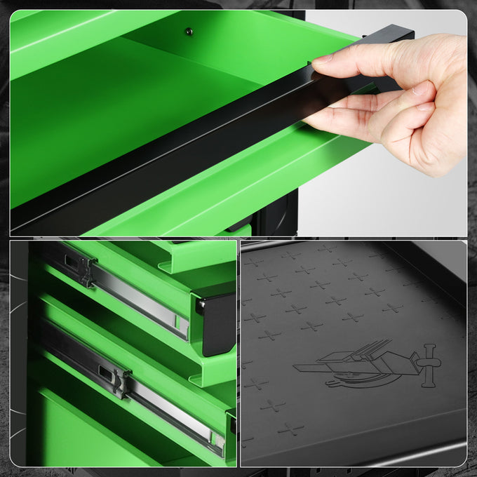 7-Drawer Plastic Top Rolling Tool Trolley Chest Lockable Storage Cabinet