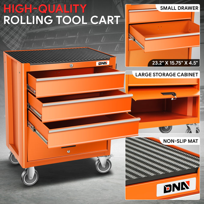 3-Drawers Tool Cabinet w/ Non-Slip Mat Top <br>34.85 in. x 26.8 in. x 18.1 in.