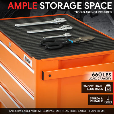 3-Drawers Tool Cabinet w/ Non-Slip Mat Top <br>34.85 in. x 26.8 in. x 18.1 in.