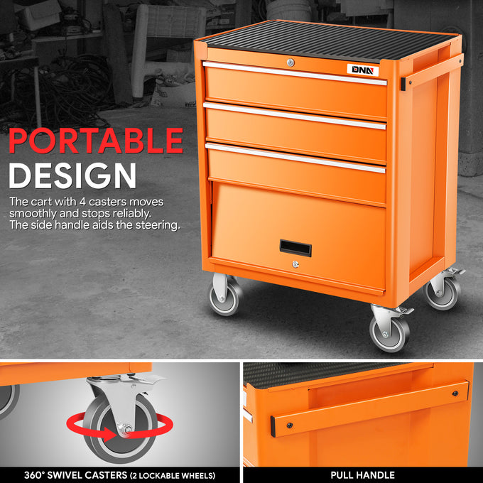3-Drawers Tool Cabinet w/ Non-Slip Mat Top <br>34.85 in. x 26.8 in. x 18.1 in.