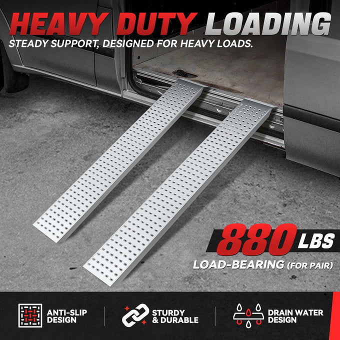Multifunctional Steel Loading Ramp w/Anti-Slip Holes<br> 63 x 8.86 x 7.57 in.