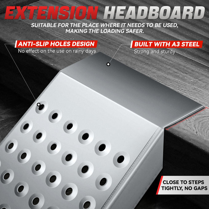 Multifunctional Steel Loading Ramp w/Anti-Slip Holes<br> 63 x 8.86 x 7.57 in.