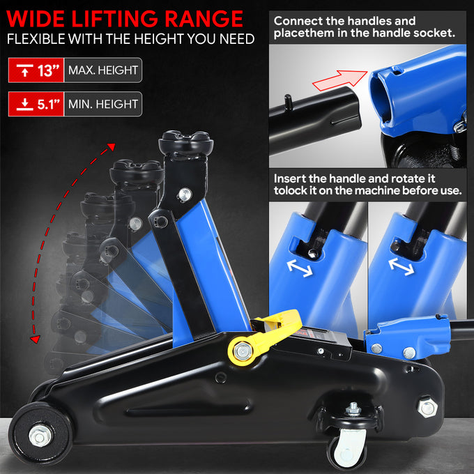 2 Ton Trolley Floor Jack [A Variety Of Color] <br> 16.9in. X 7.4 in. X 16.5 in.