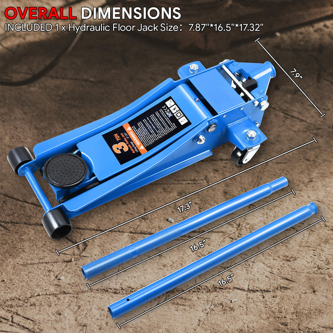 3 Ton Hydraulic Trolley Floor Jack[A Variety of color options] <br>  7.87in. x 16.5 in. x 17.32 in.