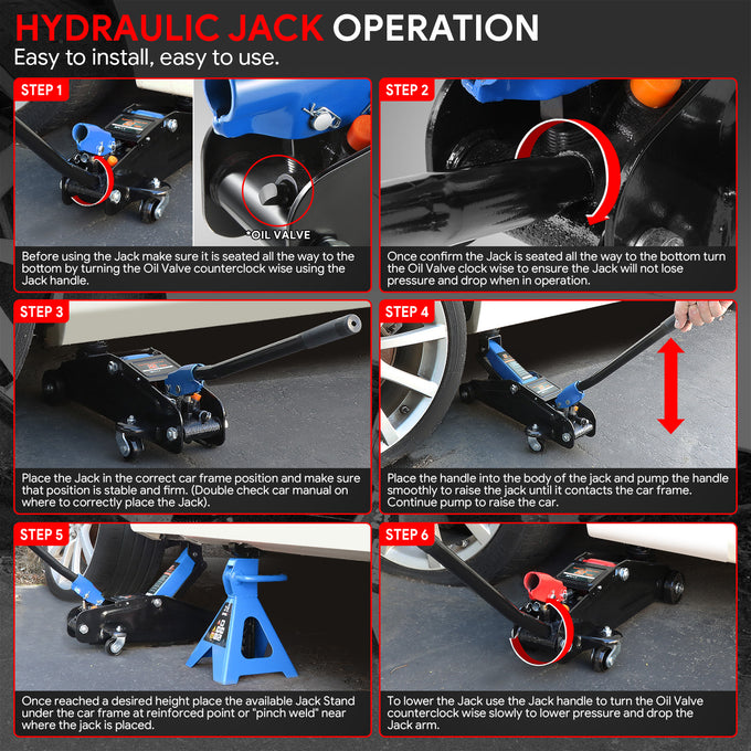 2 Ton Floor Jack & Jack Stands[A Variety Of Color] <br>Max size of 13 in.