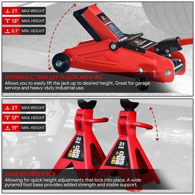 2Ton Hydraulic Trolley Floor Jack <br> Overall Dimensions: 16.9 in. X 7.4 in.
