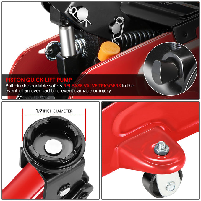 2Ton Hydraulic Trolley Floor Jack <br> Overall Dimensions: 16.9 in. X 7.4 in.