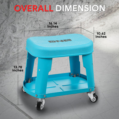 Removable Rolling Garage Stool <br>With Seat Cushion & Tool Tray Plate