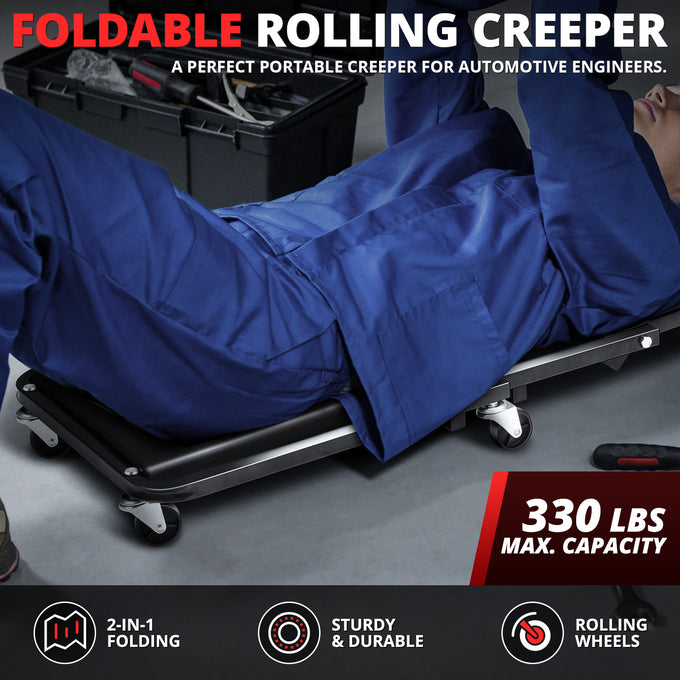 36 in.folding 2-in-1 Car Creeper/Seat <br> 35.2 in. L x 16.33 in. W x 3.54 in. H