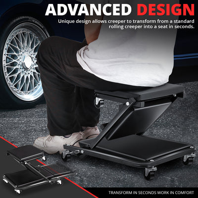 36 in.folding 2-in-1 Car Creeper/Seat <br> 35.2 in. L x 16.33 in. W x 3.54 in. H