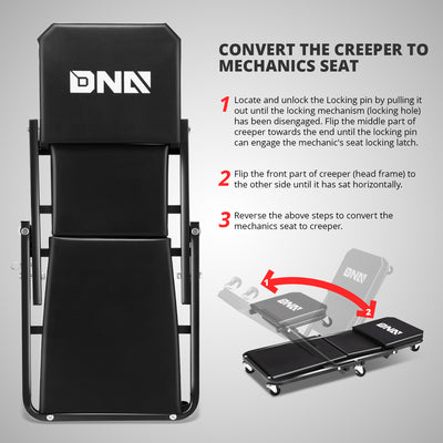 36 in.folding 2-in-1 Car Creeper/Seat <br> 35.2 in. L x 16.33 in. W x 3.54 in. H