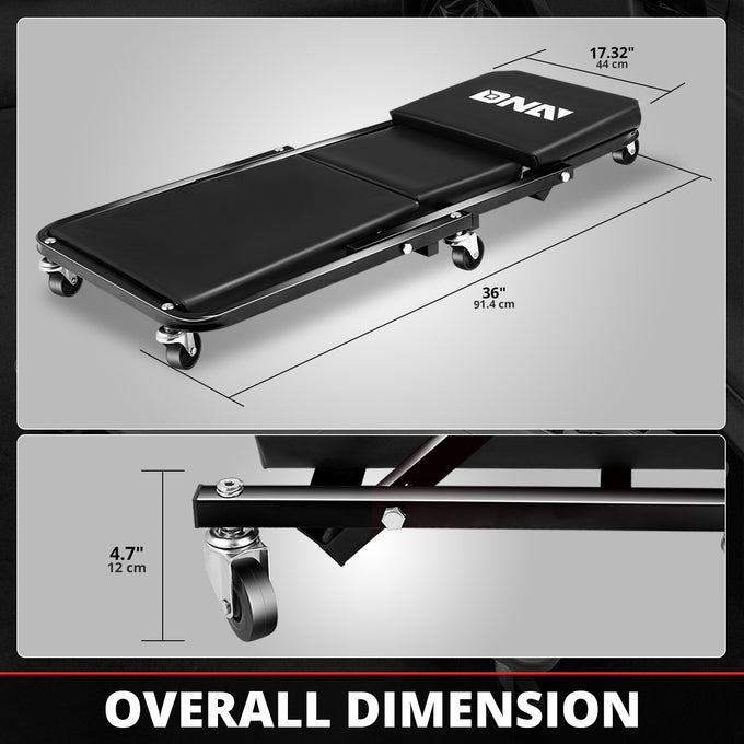 36 in.folding 2-in-1 Car Creeper/Seat <br> 35.2 in. L x 16.33 in. W x 3.54 in. H