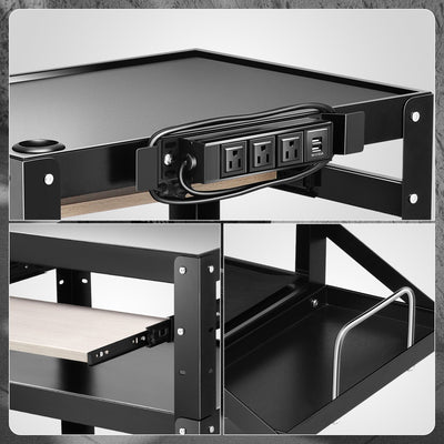 3-Layer Utility Steel AV Cart <br> 24 in. L x 18 in. W x 30.5 in. H