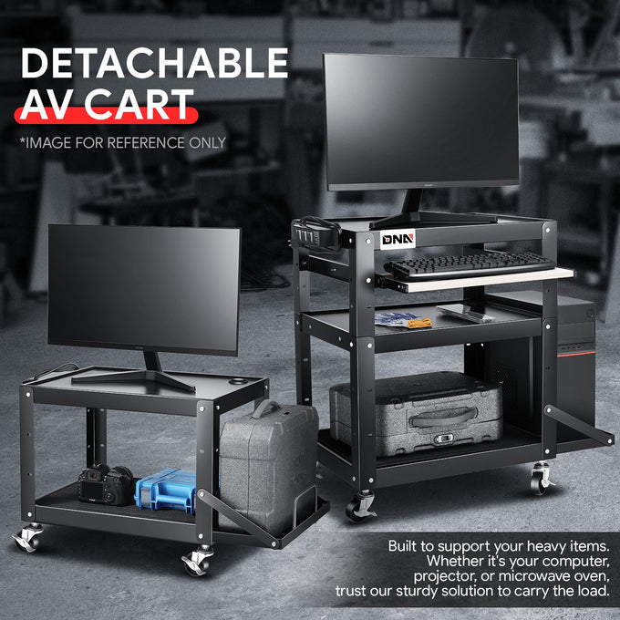 3-Layer Utility Steel AV Cart <br> 24 in. L x 18 in. W x 30.5 in. H