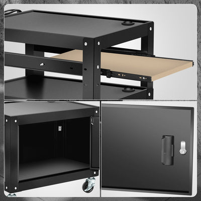 2-Layer Utility Steel AV cart W/ 1.2M Power Cord <BR> 24 in. L X 18 in. W 30 in. H