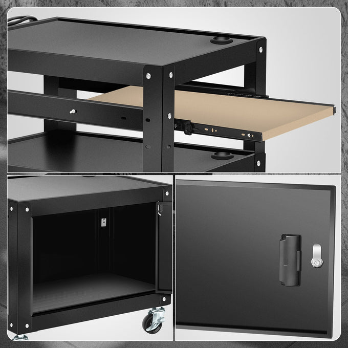 2-Layer Utility Steel AV cart W/ 1.2M Power Cord <BR> 24 in. L X 18 in. W 30 in. H