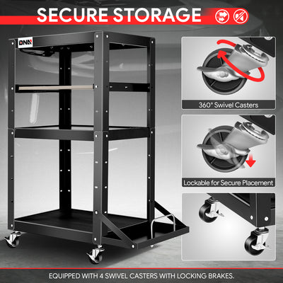 3-Layer Utility Steel AV Workstation Cart <br> 24 in. X 18 in. X 42.5 in.