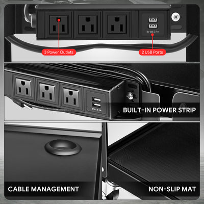 3-Layer Utility Steel AV Workstation Cart <br> 24 in. X 18 in. X 42.5 in.
