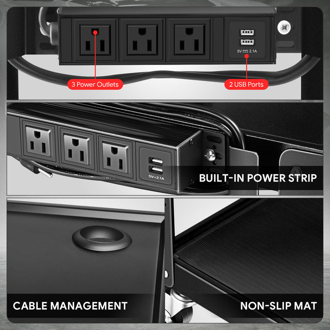 3-Layer Utility Steel AV Workstation Cart <br> 24 in. X 18 in. X 42.5 in.