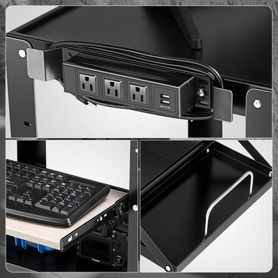 3-Layer Utility Steel AV Workstation Cart <br> 24 in. X 18 in. X 42.5 in.