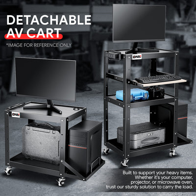 3-Layer Utility Steel AV Workstation Cart <br> 24 in. X 18 in. X 42.5 in.