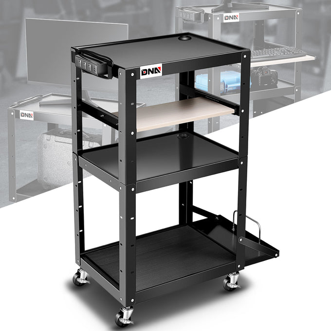 3-Layer Utility Steel AV Workstation Cart <br> 24 in. X 18 in. X 42.5 in.