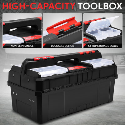 Double Lock System 2-Layer Tool Box <BR>Overall Size: 20 x 9.4 x 10 in.