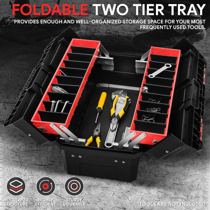 Double Lock System 2-Layer Tool Box <BR>Overall Size: 20 x 9.4 x 10 in.