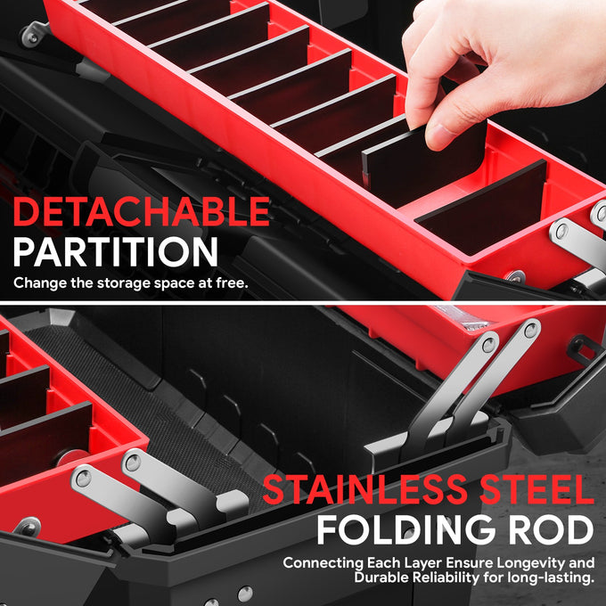 Double Lock System 2-Layer Tool Box <BR>Overall Size: 20 x 9.4 x 10 in.