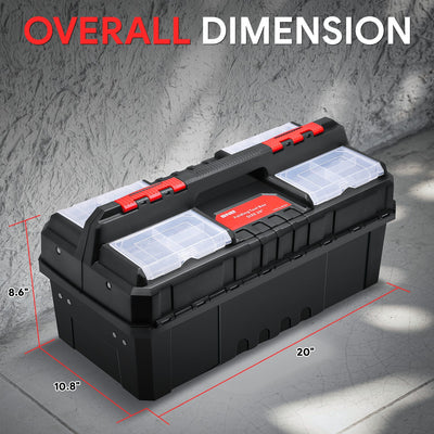 Double Lock System 2-Layer Tool Box <BR>Overall Size: 20 x 9.4 x 10 in.
