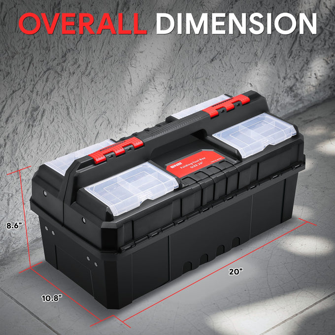 Double Lock System 2-Layer Tool Box <BR>Overall Size: 20 x 9.4 x 10 in.