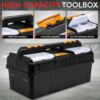 Double Lock System 2-Layer Tool Box <BR>Overall Size: 20 x 9.4 x 10 in.
