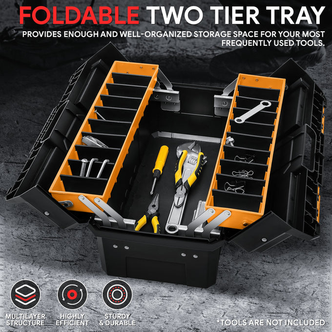 Double Lock System 2-Layer Tool Box <BR>Overall Size: 20 x 9.4 x 10 in.