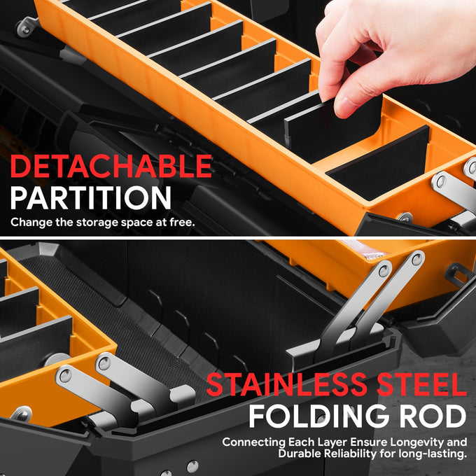 Double Lock System 2-Layer Tool Box <BR>Overall Size: 20 x 9.4 x 10 in.
