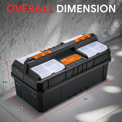 Double Lock System 2-Layer Tool Box <BR>Overall Size: 20 x 9.4 x 10 in.