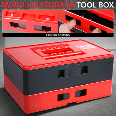 Lockable 2-Layer Tool Box w/Handle <BR>Overall Size: 11.8 x 8.2 x 6.2 in.