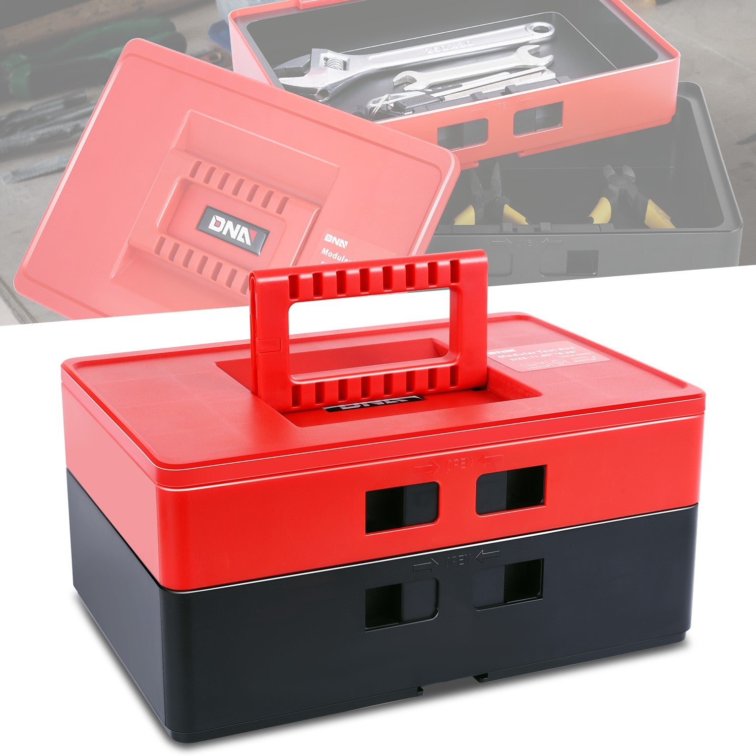Lockable 2-Layer Tool Box w/Handle <BR>Overall Size: 11.8 x 8.2 x 6.2 in.