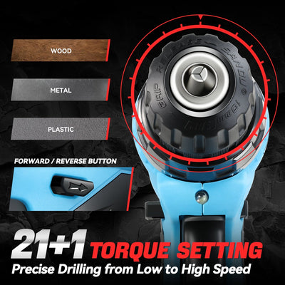 12V 21+1 Torque Settings 3/8 in. Cordless Drill <br> w/ Battery Charger