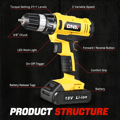 18V 21+1 Torque Settings 3/8 in. Cordless Drill <br> w/ Battery Charger