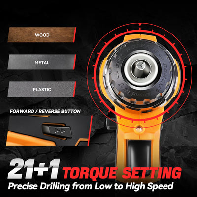 18V 21+1 Torque Settings 3/8 in. Cordless Drill <br> w/ Battery Charger
