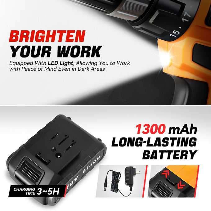 18V 21+1 Torque Settings 3/8 in. Cordless Drill <br> w/ Battery Charger